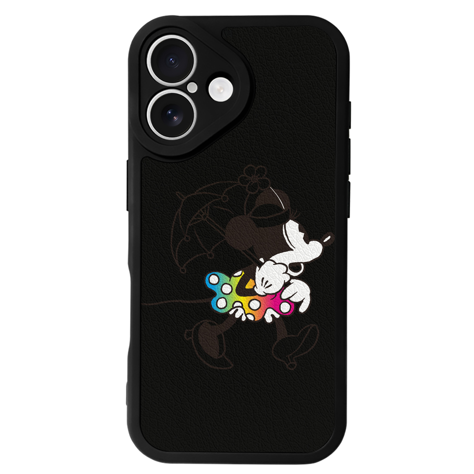 （画像用） ミッキーマウス Mickey Mouse 【iPhone 16シリーズ対応】シリコンスマホケース（レザー調） 材質：シリコン